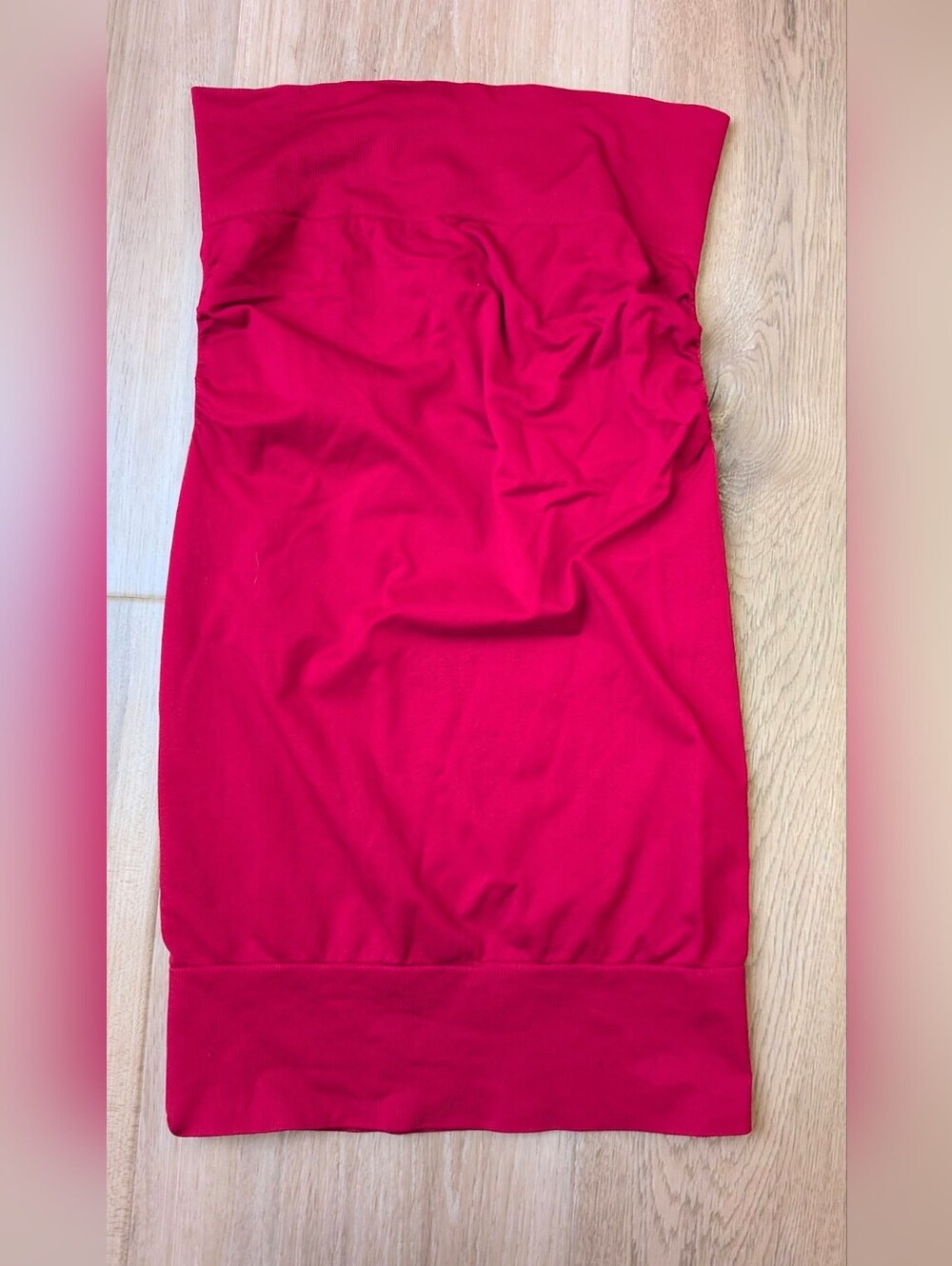 Y2K Red Ruched Stretch Tube Top Strapless